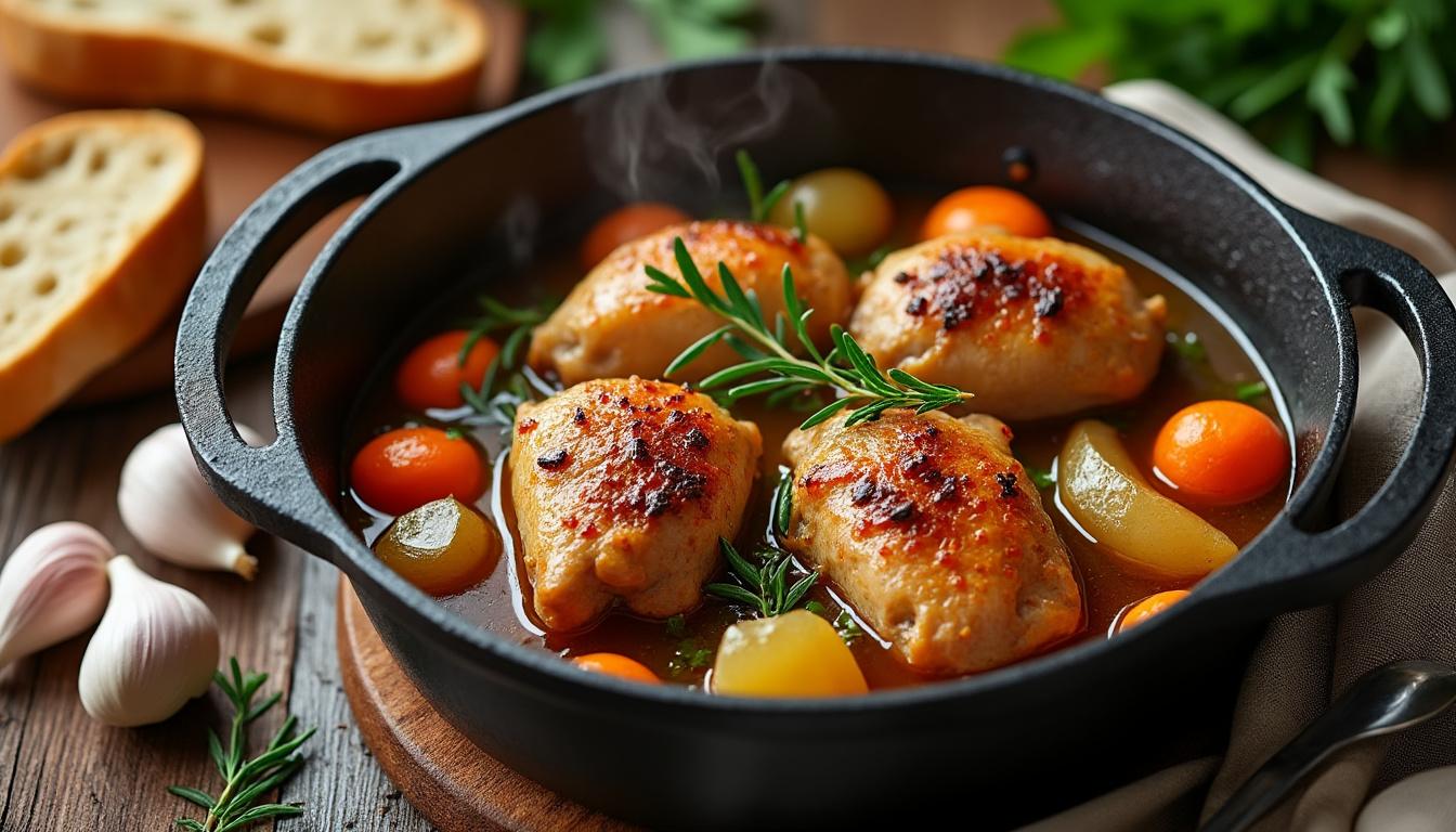 découvrez une recette facile et savoureuse de pintade en morceaux cuite en cocotte, idéale pour un repas réconfortant et plein de saveurs.