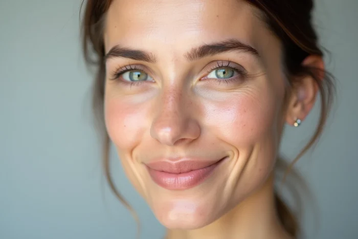 Comparaison avant après peau du visage avec traitement Ialuset, réduction des rides et amélioration de l'hydratation cutanée